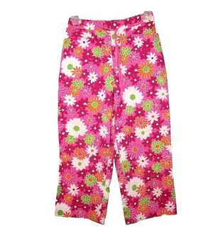 Sag Harbor Capri Pants Stretch Retro Floral Drawstring Waist Pockets 8P Short